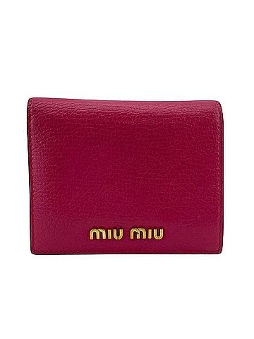 Miu Miu Miu Miu Miu Leather Bi-fold Wallet, Pink, Women's (view 1)