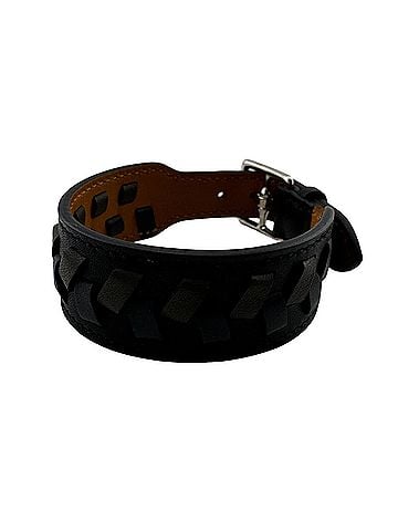 Hermès HERMES Etrivière Perforated Leather Bracelet, Black, Men's T4 (view 1)