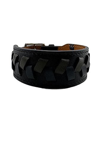 Hermès HERMES Etrivière Perforated Leather Bracelet, Black, Men's T4 (view 2)