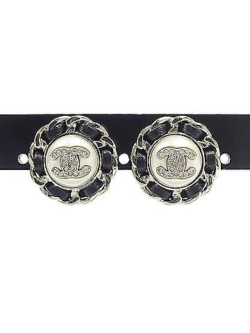 Chanel Chanel Rhinestone Faux Pearl Earrings for Women, GP Gold, Coco Mark, Chain, B25K (view 1)