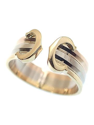 Cartier Cartier 2C Ring for Women, 18K White Gold/Yellow Gold/Pink Gold (#50), 3.7g, 750 Yellow Pink Three-Tone (view 1)