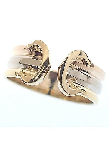 Cartier Cartier 2C Ring for Women, 18K White Gold/Yellow Gold/Pink Gold (#50), 3.7g, 750 Yellow Pink Three-Tone (view 2)