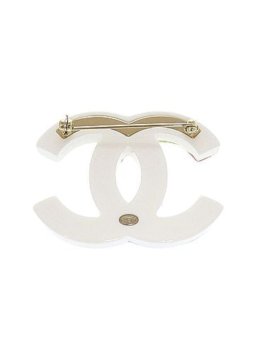 Chanel Chanel Coco Mark Plastic White Multicolor Brooch B18 Accessory 0539 CHANEL (view 2)