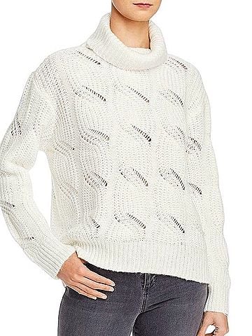Aqua Cream Cable Turtleneck Sweater Sweater Vest (view 2)