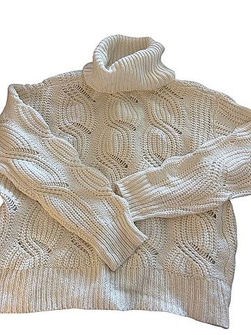 Aqua Cream Cable Turtleneck Sweater Sweater Vest (view 1)