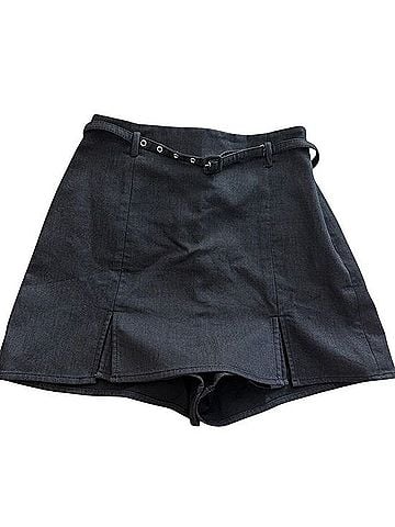 Zara Black Denim Skort with Slim Belt Denim Skirt (view 1)