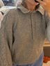 Olivaceous Heather Gray Polo-Collar Knit Sweater Pullover Sweater - photo 5