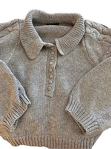 Olivaceous Heather Gray Polo-Collar Knit Sweater Pullover Sweater (view 1)