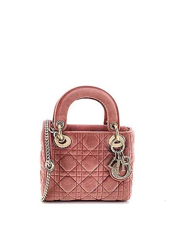 Christian Dior Lady Dior Chain Bag Cannage Quilt Velvet with Crystal Charms Mini (view 1)