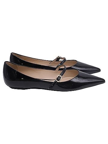 Stuart Weitzman Stuart Weitzman Emilia Mary Jane Flats in Black Patent Leather (view 1)