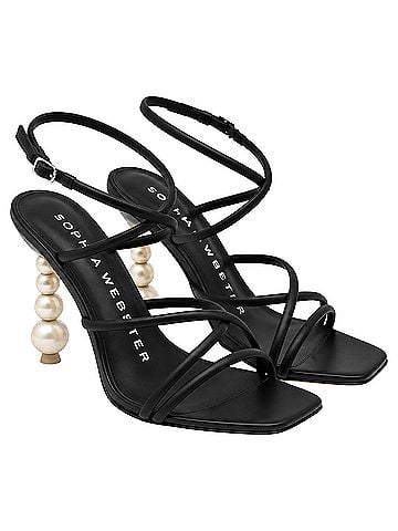 Sophia Webster Sophia Webster Perla Strappy Sandals in Black Leather (view 2)