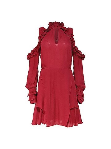 IRO Iro Hanie Cold-Shoulder Voile Dress in Red Viscose (view 1)