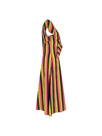 STAUD Staud Alice Tie-Front Striped Midi Dress in Multicolor Cotton (view 2)