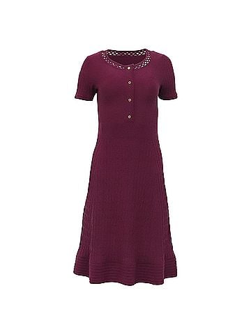 Tory Burch Tory Burch Ashlyn Knitted Midi Dress in Violet Merino Wool (view 1)