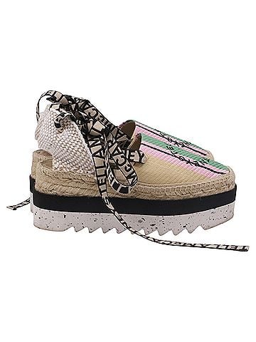 Stella McCartney Stella McCartney Gaia Striped Raffia Platform Espadrilles in Multicolor Raffia (view 1)