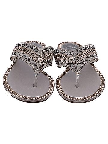 Rene Caovilla Rene Caovilla Crystal-embellished Flat Thong Sandals in Silver Sequin (view 2)