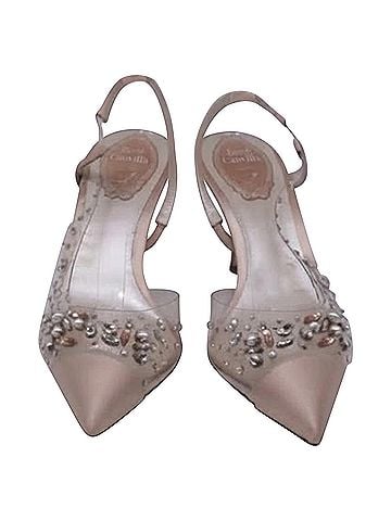 Rene Caovilla René Caovilla Crystal-Embellished Slingback Pumps in Bronze Satin (view 2)