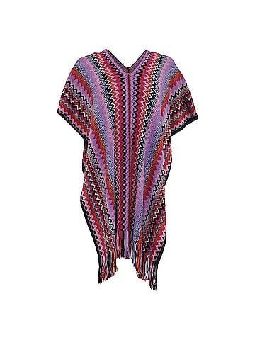 Missoni Missoni Chevron V-neck Knit Poncho in Multicolor Wool (view 1)