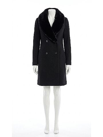 Tahari Faux Fur Shawl Collar Jacket in Black (view 1)