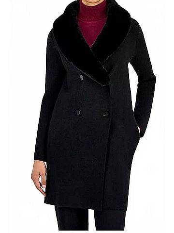 Tahari Faux Fur Shawl Collar Jacket in Black (view 2)