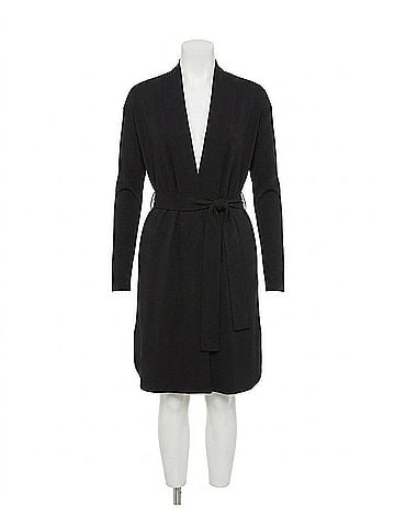 Donna Karan Collection Tie Waist Long Cardigan in Black (view 1)