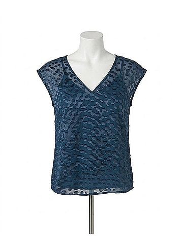 Donna Karan Collection Cap-Sleeve Silk-Blend Blouse in Tide (view 1)