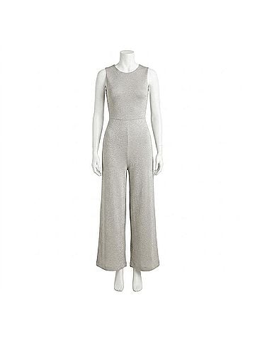 J.Crew Wide Leg Metallic Jumpsuit in Silver (view 1)