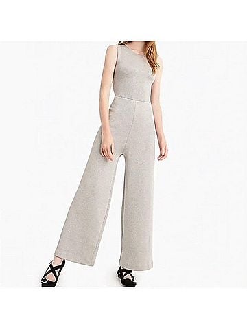 J.Crew Wide Leg Metallic Jumpsuit in Silver (view 2)