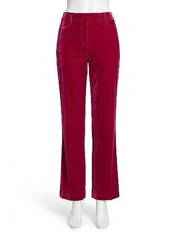 Tahari by ASL Bird Eye Crushed Velvet Pant in Magenta (view 1)