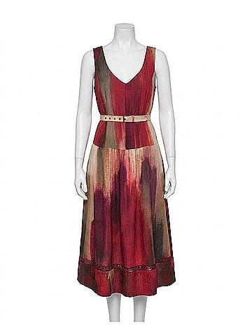 DKNY Abstract-Print Midi Dress in Red (view 1)