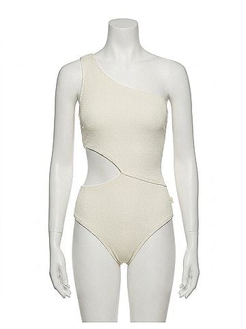 Michael Kors One Shoulder Side-Cutout Swimsuit in Bone (view 1)