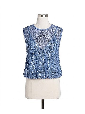 DKNY Sleeveless Bubble Hem Liberty Top in Bright Blue (view 1)