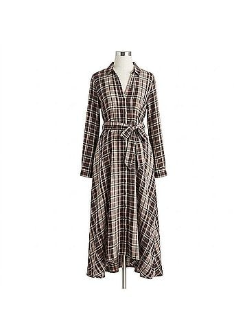 Hatch Women'S The Alyssa Long Sleeve Dress in Black Plaid (view 1)