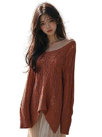 Verve Autumn Sunset + Meadow Whispers terra-cotta pointelle daydream Casual Sweaters (view 1)