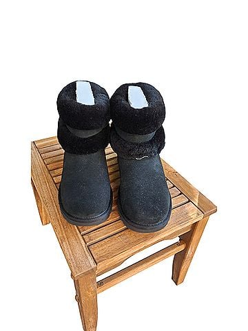 Ugg UGG Mini Black Fluff Belted Black Ankle Booties Ankle Boots (view 1)