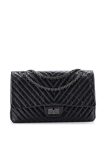 Chanel So Black Reissue 2.55 Flap Bag Chevron Aged Calfskin 227 (view 1)