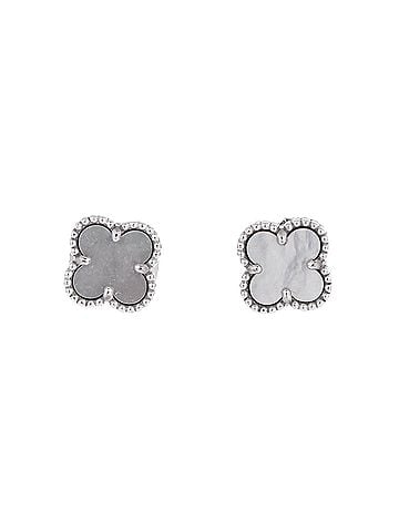 Van Cleef & Arpels Sweet Alhambra Stud Earrings 18K White Gold and Mother of Pearl (view 1)