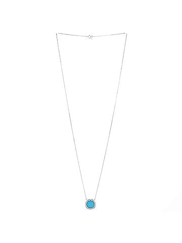 Tiffany & Co. T Circle Pendant Necklace 18K White Gold with Turquoise and Diamonds Large (view 2)