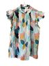 THML 100% Cotton Print Multi Color Short Sleeve Blouse Size M - photo 1