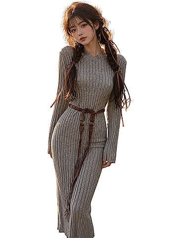 Fashion Nova Still Mornings &amp; Soft Lines Curve-Skimming maxi Sweater Dress Casual Dress (view 1)