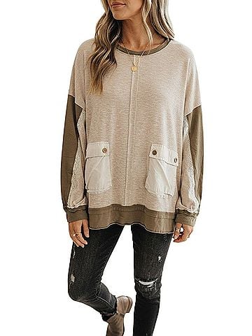 Oddi Boho Mixed Media Thermal Tunic Casual Sweaters (view 1)