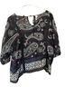 Design Lab Lord & Taylor 100% Polyester Paisley Floral Black Multi Color Blouse Size M - photo 2