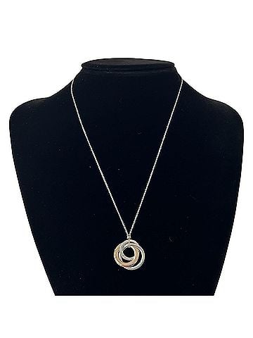Tiffany & Co. TIFFANY&amp;Co. Tiffany 1837 Interlocking Circle Necklace Triple Sterling Silver 925 Rubedo Metal 185-4 (view 2)