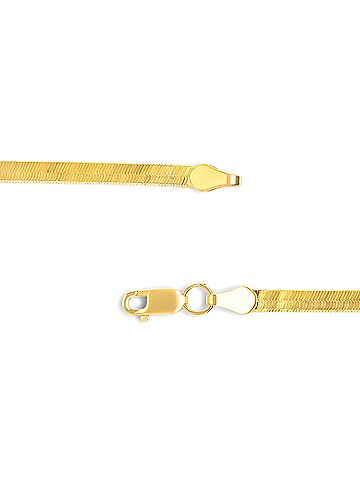 Haus of Brilliance Unisex Solid 14K Yellow Gold 2.8mm Imperial Herringbone Chain Necklace - 18" Inches (view 2)