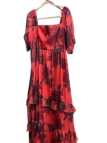 Hutch puff sleeved ruffle midi dress Cocktail Dress (view 1)