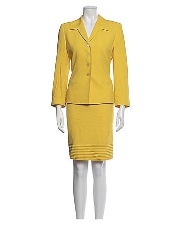 Escada yellow skirt suit Y2K dopamine pleats Blazer (view 1)