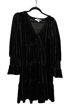 Pomander Place Black Velvet Tiered V-Neck Smocked Sleeve Dress Casual Dress (view 1)