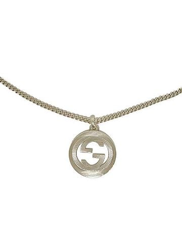 Gucci Gucci necklace, Interlocking G Double design, curb chain, sterling silver (GG Ag925), silver, 246490 J8400 8106, men's. (view 1)