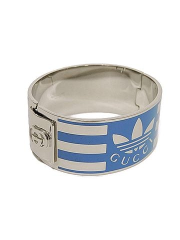 Gucci Gucci GUCCI Bangle Enamel Stripe Cuff Bracelet Interlocking G Trefoil Logo S Adidas Blue 702882 J1631 8082 Men's Women's (view 2)