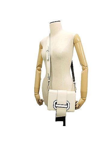 Prada Prada PRADA City Plex Calf 2-Way Shoulder Bag, White/Black, Clutch Bag/Crossbody Logo, Bianco (1BD067), Men's/Women's Bag. (view 2)